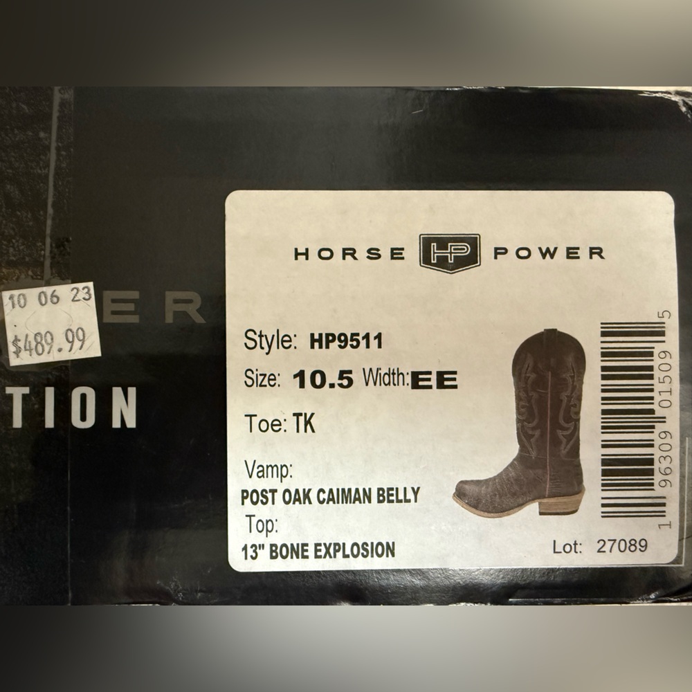 Caiman 10.5EE Horse Power Exotic Brown Cowboy Boots EC - Picture 15 of 15